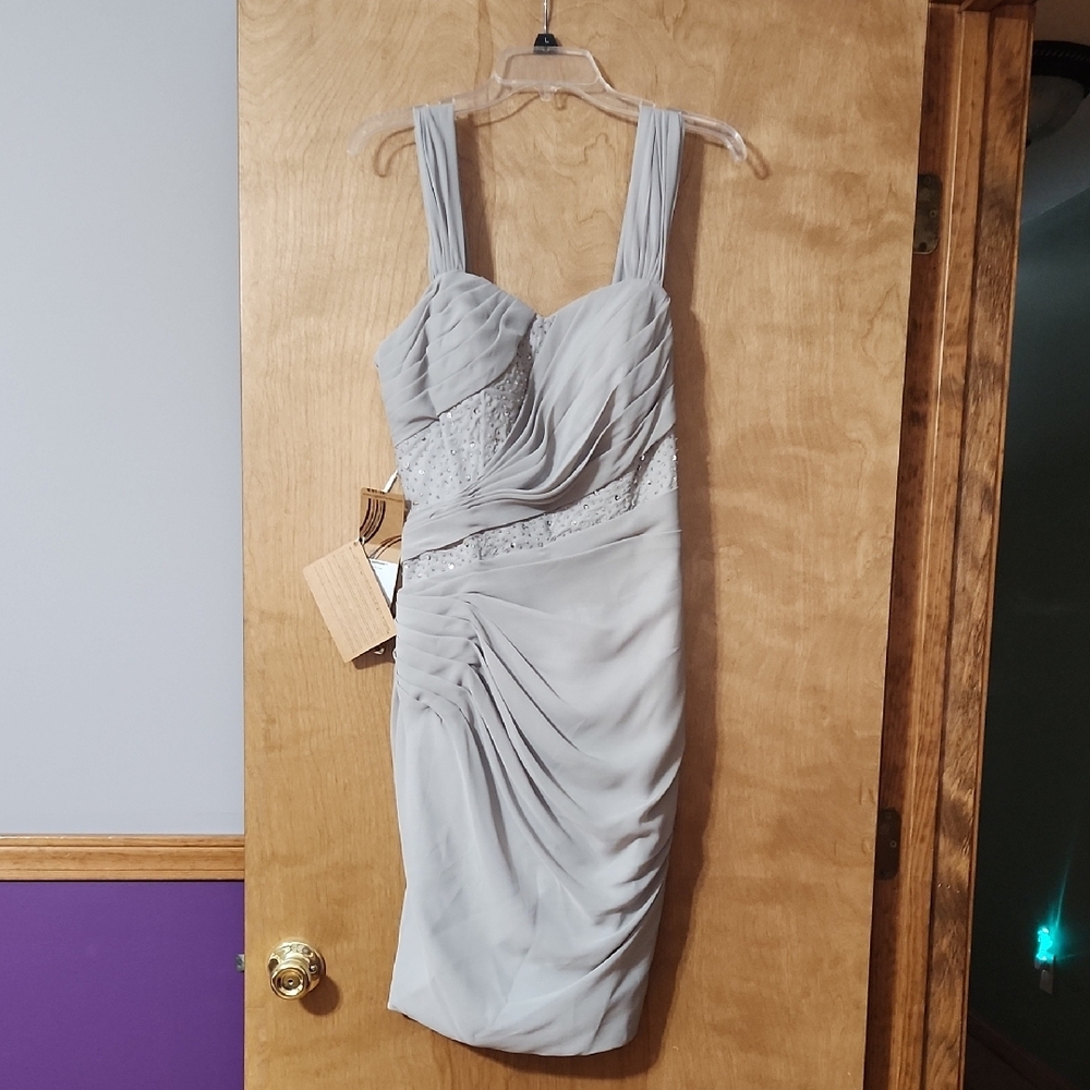 Elegant Gray Ruched Dress